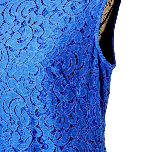 BLACK LABEL EVAN PICONE Women's Cutout Lace Shift Dress Boat Neck Size 12 Blue - Picture 8 of 13